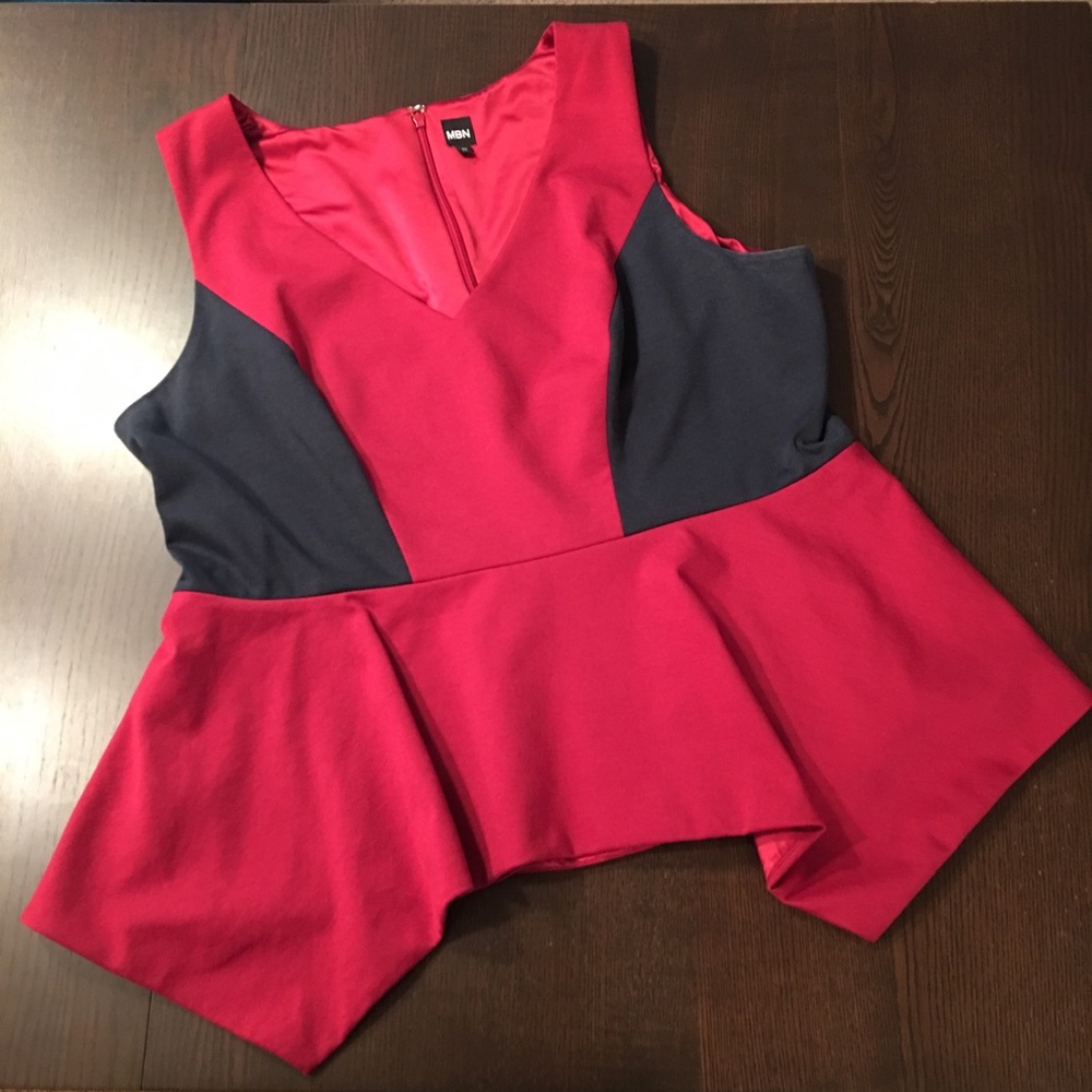 MBN 3X color-block sleeveless blouse